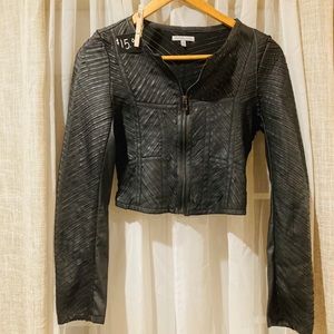 Faux leather crop jacket